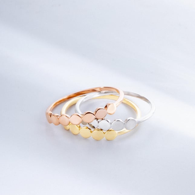 Personalized Initial Name Disc Solid Gold Ring
