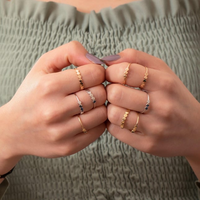 Personalized Initial Name Disc Solid Gold Ring