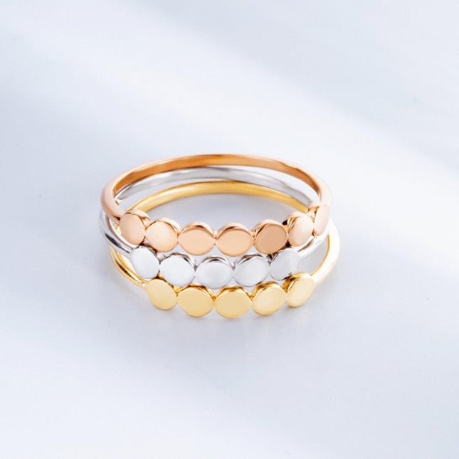 Personalized Initial Name Disc Solid Gold Ring