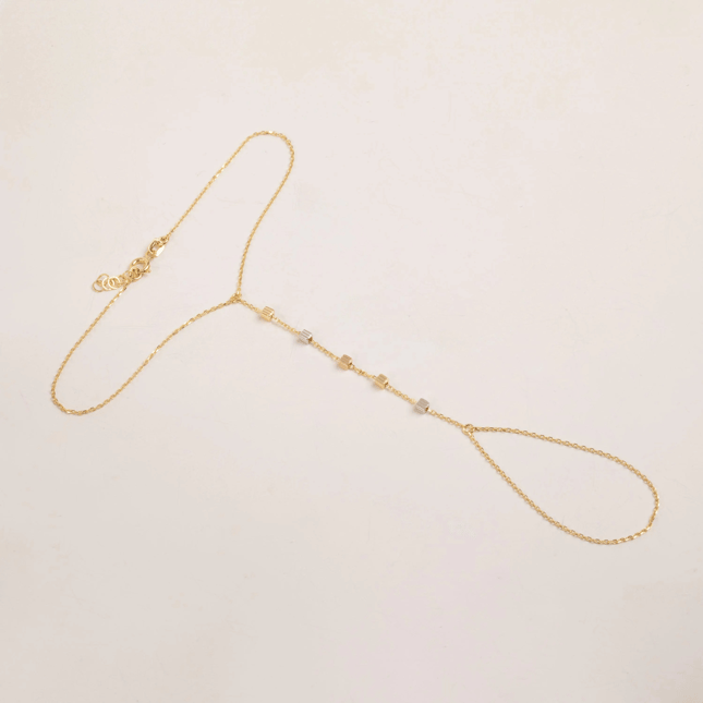 Cube Solid Gold Hand Chain
