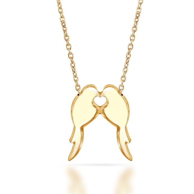 Love Birds Heart Solid Gold Necklace