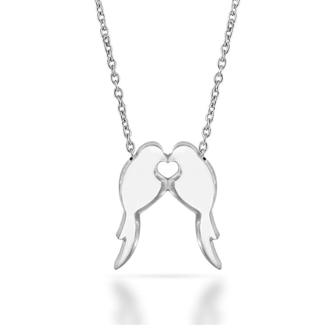 Love Birds Heart Solid Gold Necklace