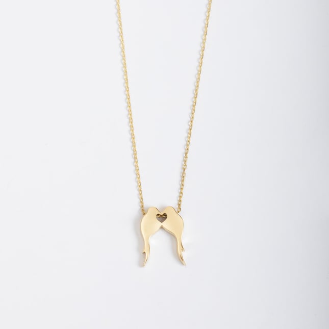 Love Birds Heart Solid Gold Necklace