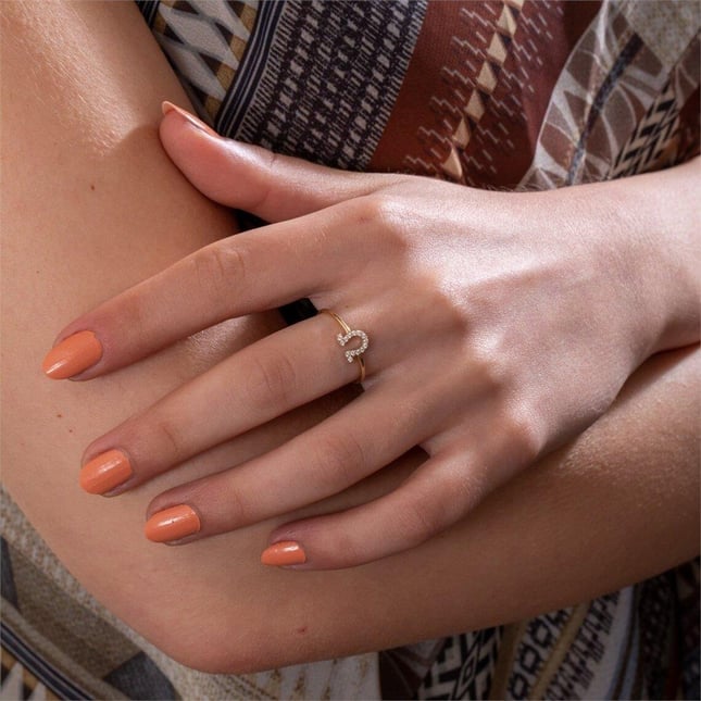 CZ Horse Shoe Solid Gold Ring