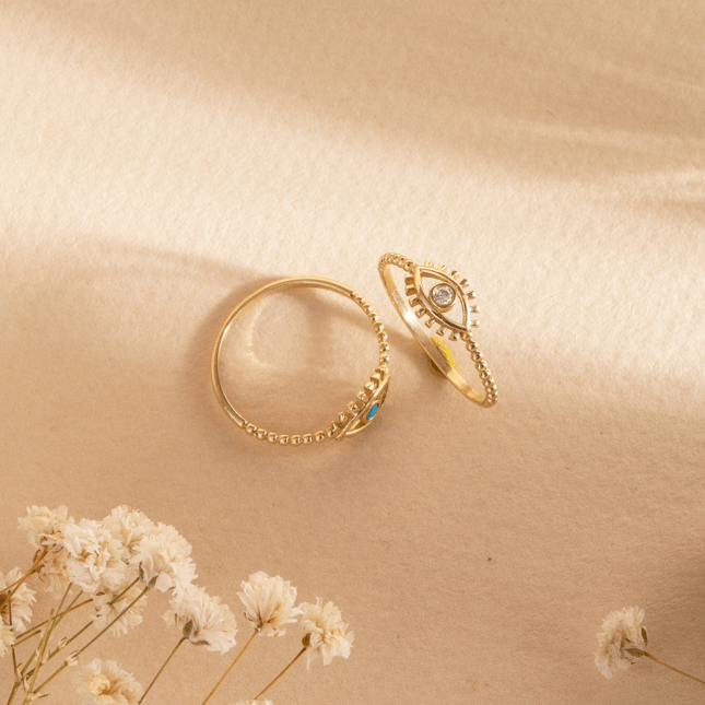 Evil Eye Solid Gold Ring