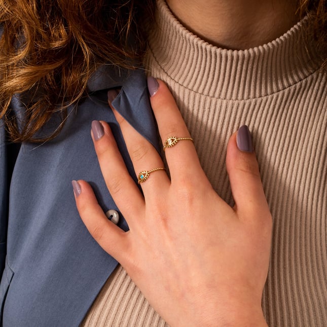 Evil Eye Solid Gold Ring