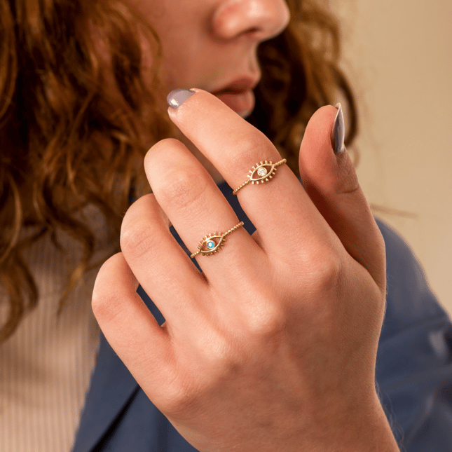 Evil Eye Solid Gold Ring