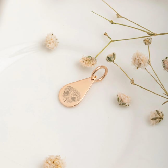 Cremation Paw Initial Solid Gold Necklace