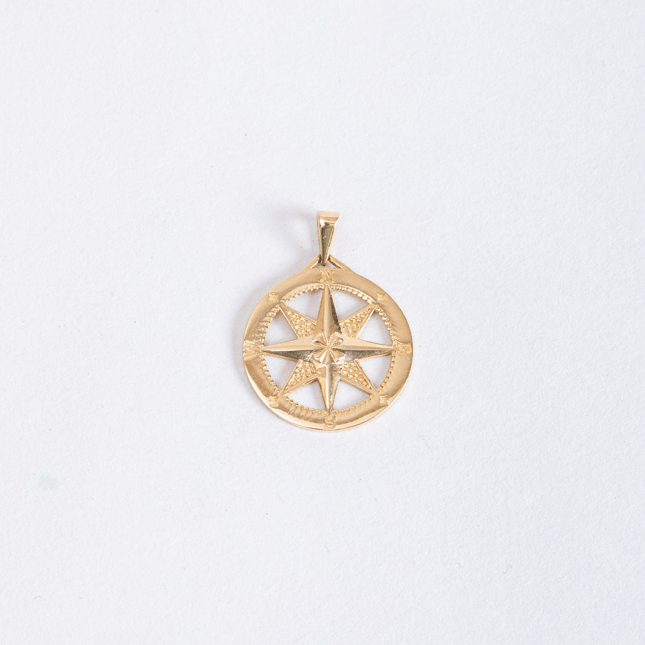 Compass Star Solid Gold Necklace