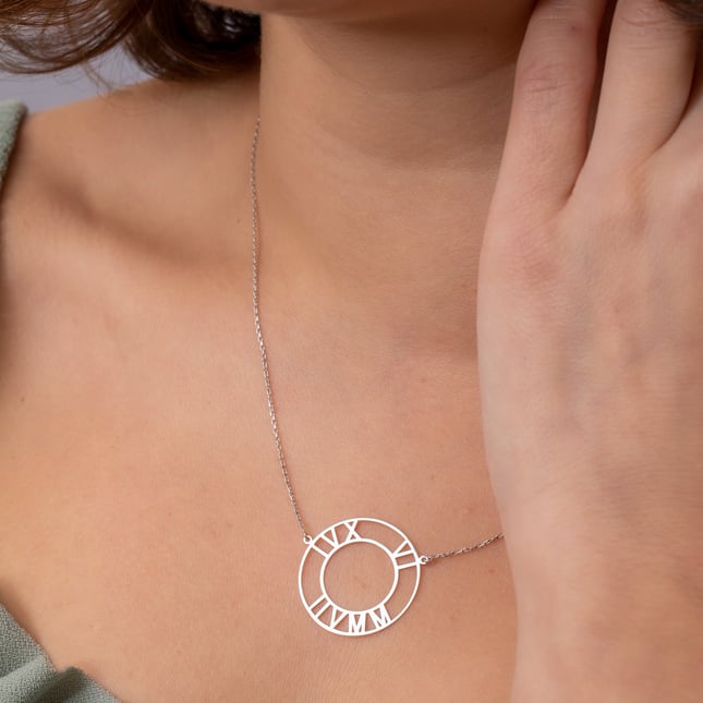 Roma Rakamlı Roman Numeral) Kişiye Özel Tarihli Altın Kolye
