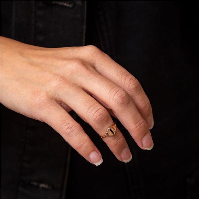 Initial Letter Art Deco Signet Solid Gold Ring
