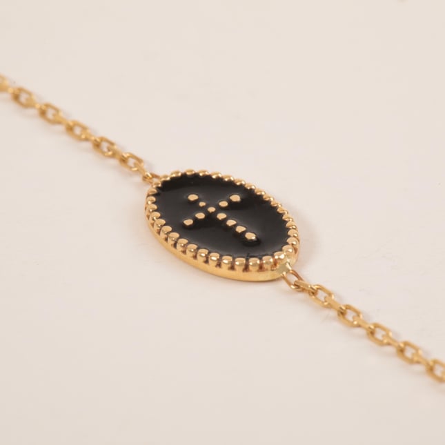 Mineli Oval Haç Altın Şahmeran