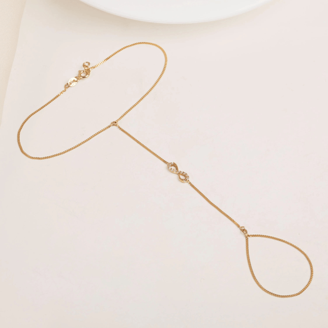 Infinity Curb Chain Solid Gold Hand Chain