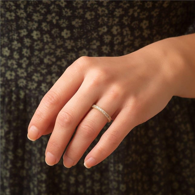 Pear CZ Full Eternity Solid Gold Ring