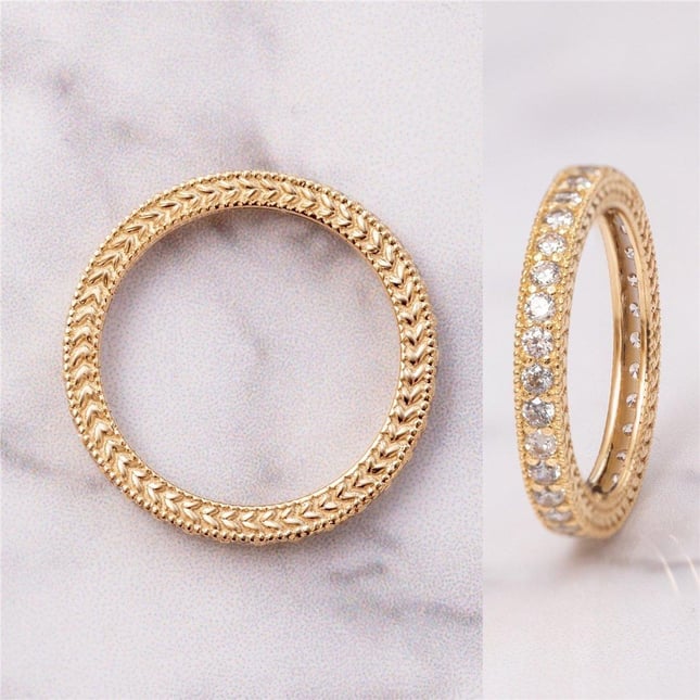 Pear CZ Full Eternity Solid Gold Ring