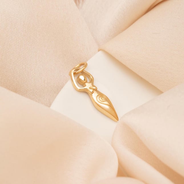 Celestial Moon Goddess Solid Gold Necklace