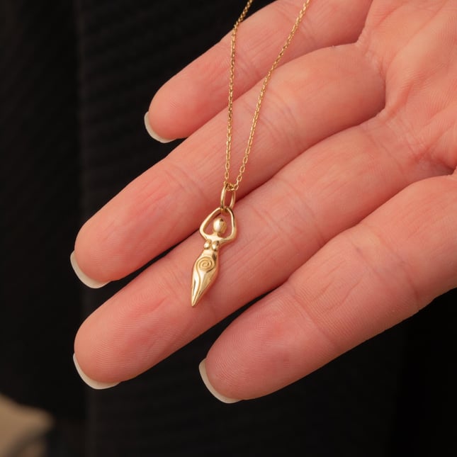 Celestial Moon Goddess Solid Gold Necklace