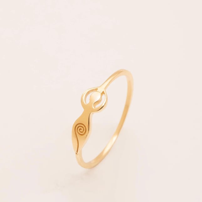 Gaia Toprak Ana Minimal Spiral Tanrıça Altın Yüzük