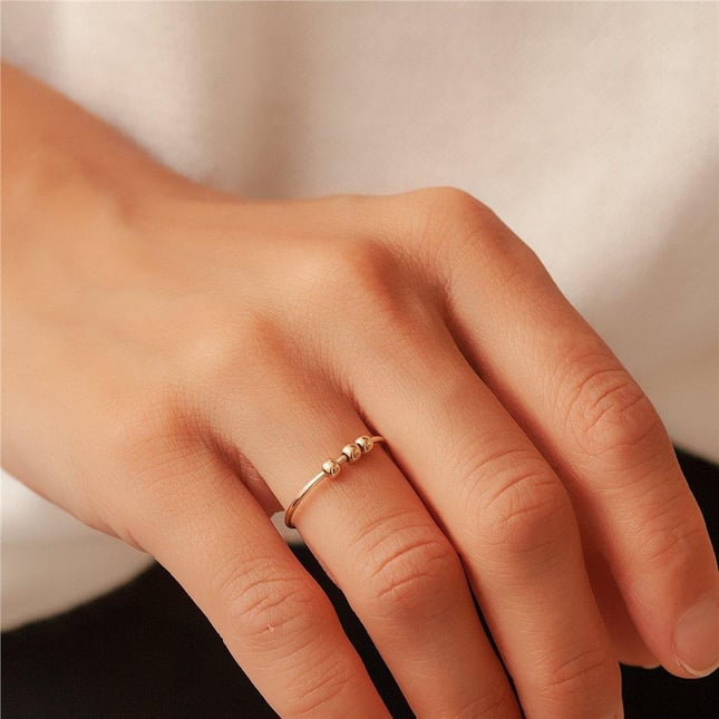 Anxiety Fidget Stacking Band Solid Gold Ring