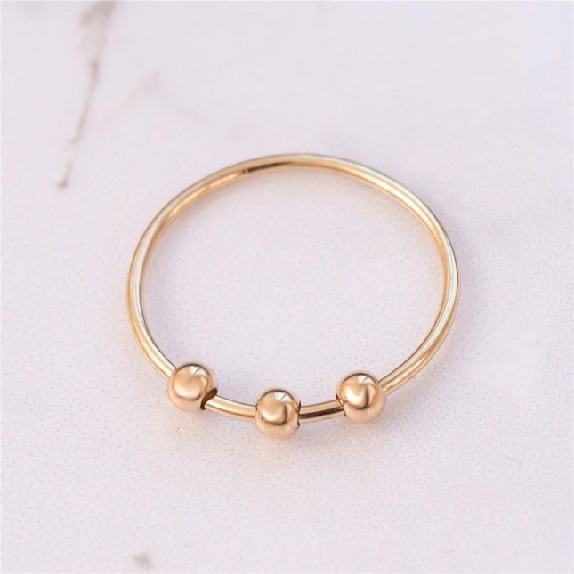 Anxiety Fidget Stacking Band Solid Gold Ring