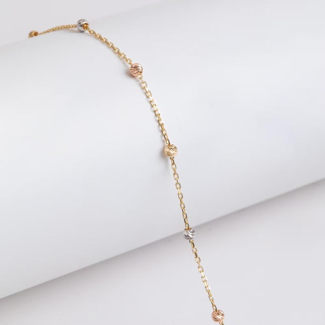 Solid Gold Dorika Ball Station Necklace