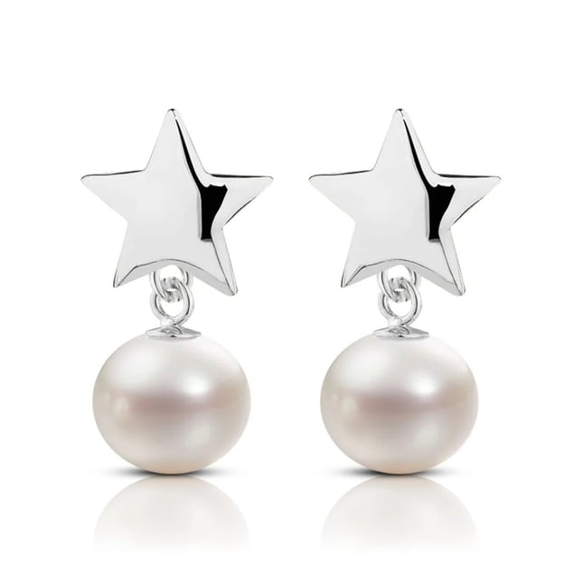 İnci Yıldız İnci Charm Sallantı Altın Küpe