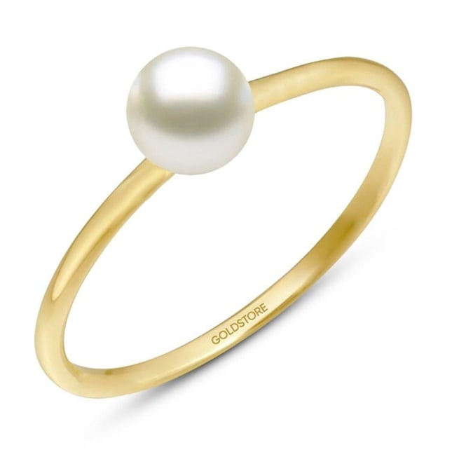 Pearl Solitaire Solid Gold Ring