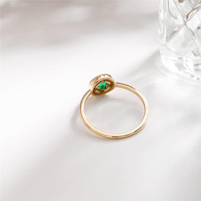 Emerald Solitaire Solid Gold Ring
