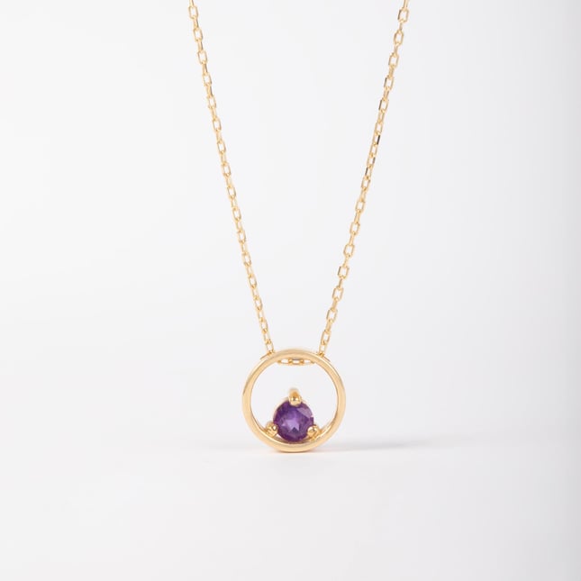 Solid Gold Amethyst Love Necklace