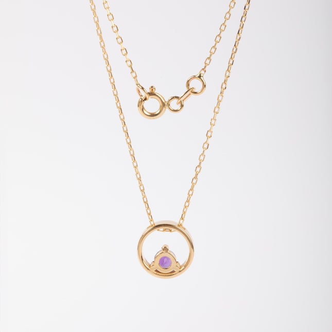 Solid Gold Amethyst Love Necklace