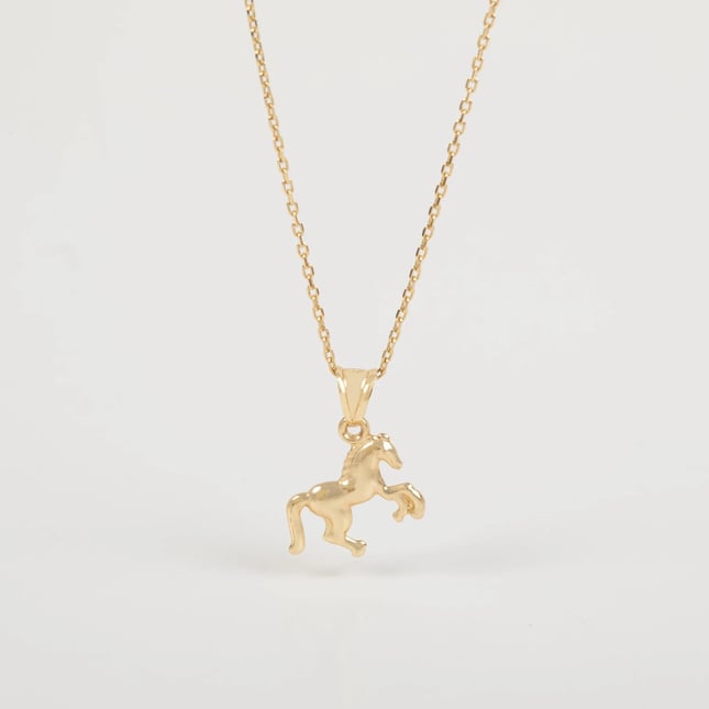 Majestic Horse Solid Gold Necklace