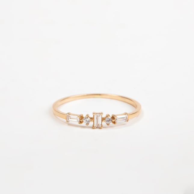 Baguette Cut Solid Gold Ring