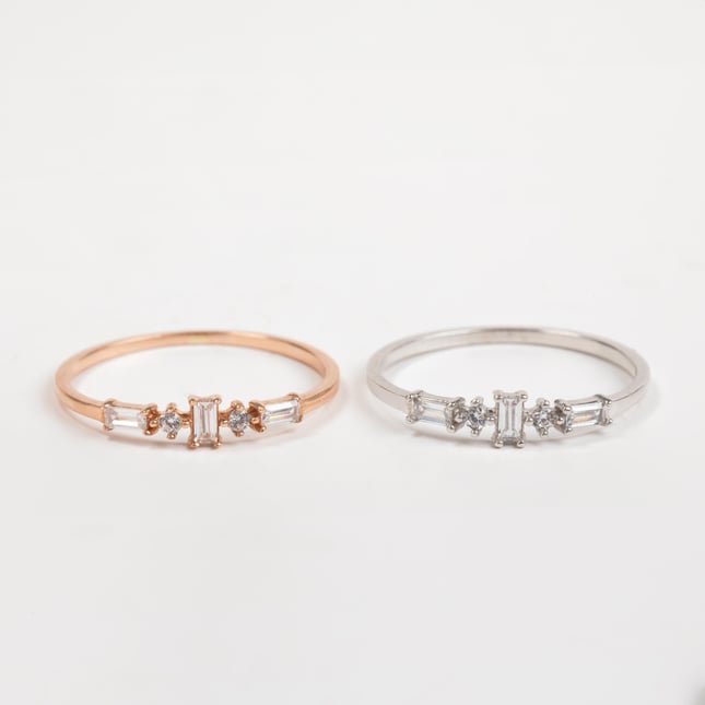 Baguette Cut Solid Gold Ring