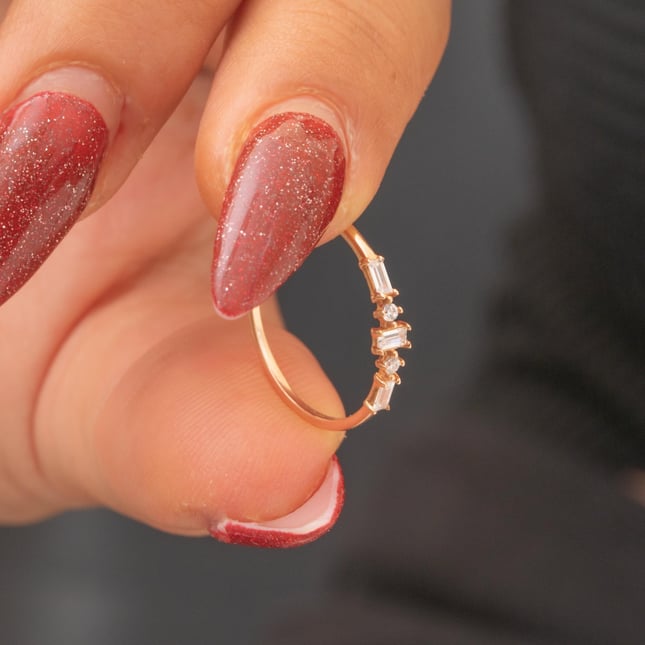 Baguette Cut Solid Gold Ring