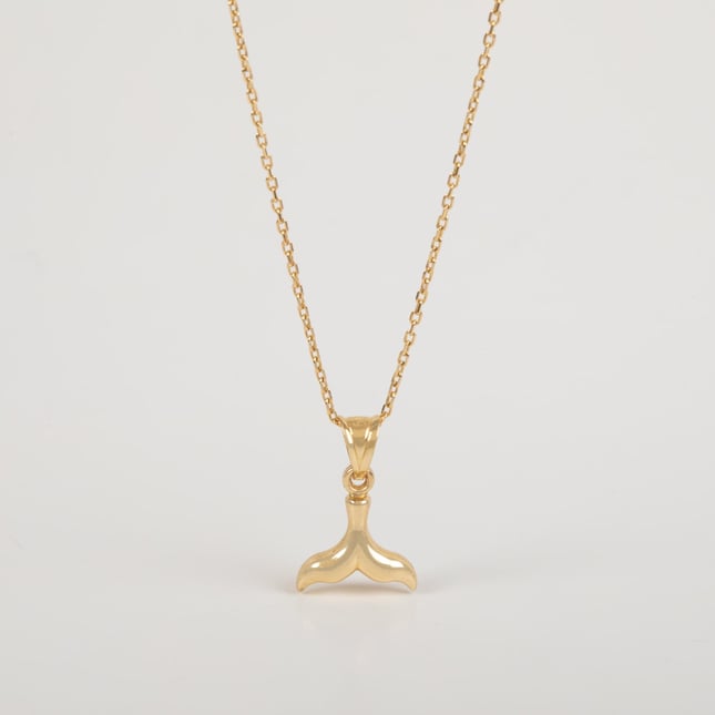 Whale Tail Solid Gold Necklace