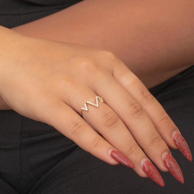 Geometric V-Shaped Solid Gold Ring