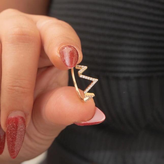 Geometric V-Shaped Solid Gold Ring