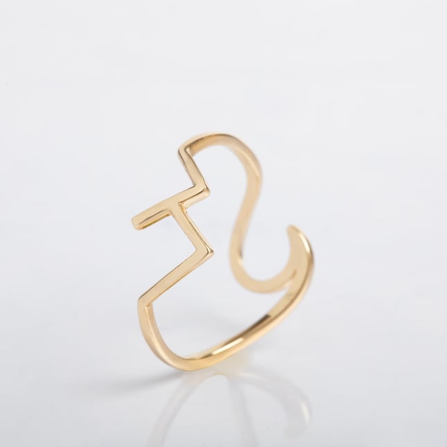 Mountain and Wave Solid Gold Ring