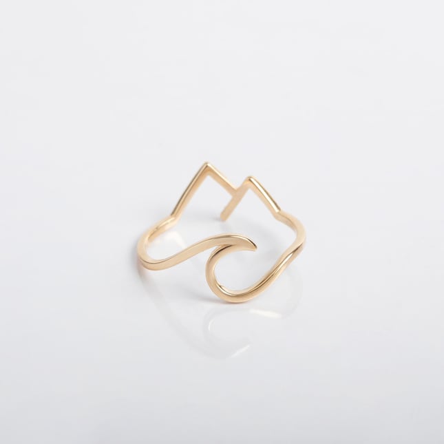 Mountain and Wave Solid Gold Ring