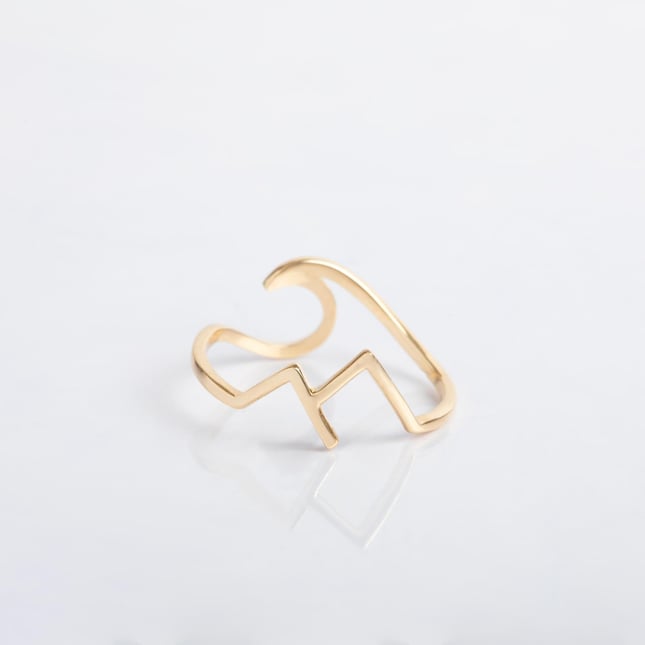 Mountain and Wave Solid Gold Ring