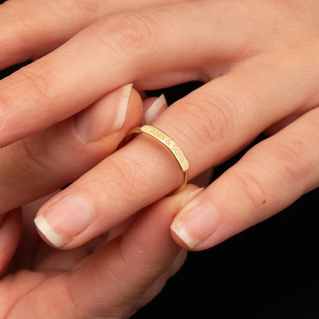 Heart Initial Solid Gold Ring