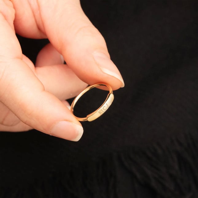 Heart Initial Solid Gold Ring