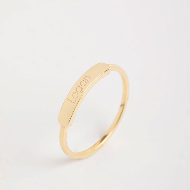 Heart Initial Solid Gold Ring