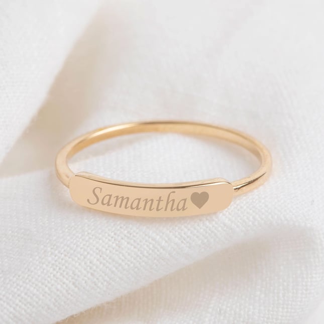 Heart Initial Solid Gold Ring
