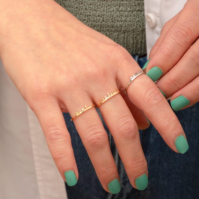 Paw Initial Solid Gold Ring