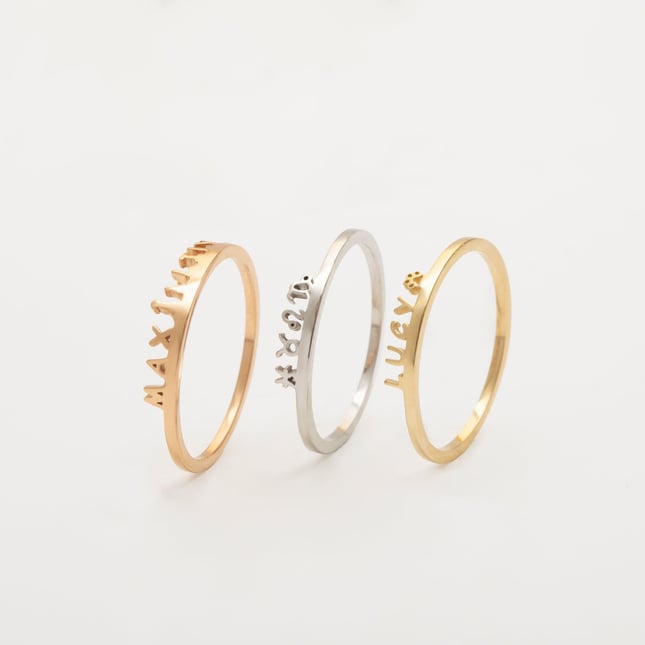Paw Initial Solid Gold Ring