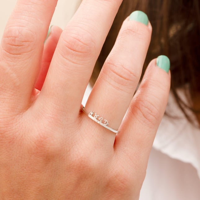 Paw Initial Solid Gold Ring