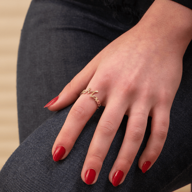 Script Name Initial Eternity Solid Gold Ring
