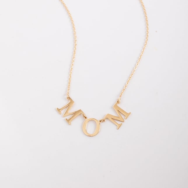 Initial Letter Solid Gold Necklace