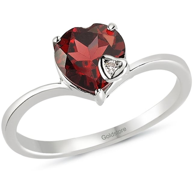 0.01 Ct Diamond Heart Solitaire Solid Gold Ring